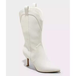 wild fable White Pointed-Toe Stiletto Western Boot